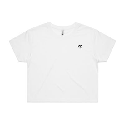 Womens Crop Tee Diamond Pocket Logo Black Print Thumbnail