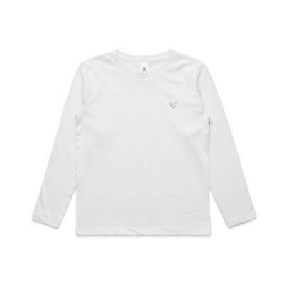 Kids Longsleeve Diamond Pocket White Print Thumbnail
