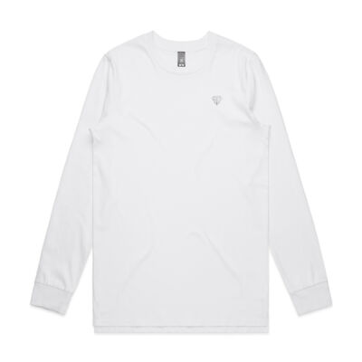 Mens Longsleeve Diamond Pocket White Print Thumbnail