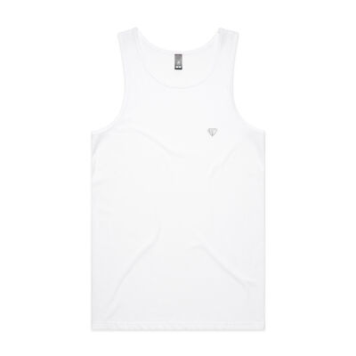 Mens Singlet Diamond Pocket White Print Thumbnail